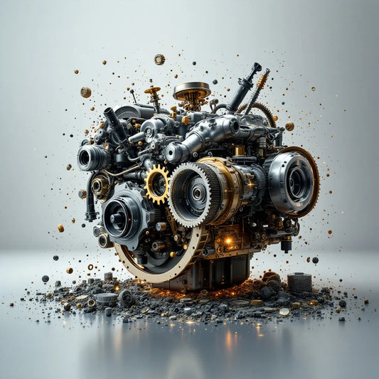 Accumulation de ua plaque sur des pièces de moteur automobile en gros plan