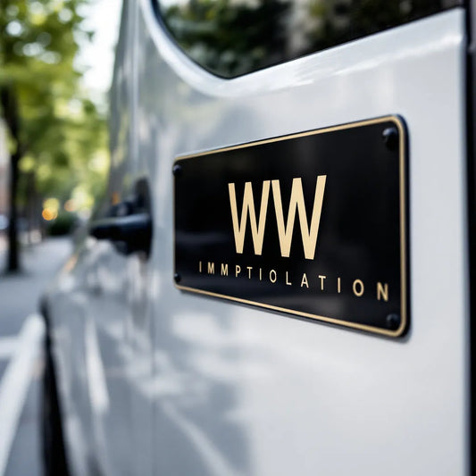 Plaque WW visible sur un véhicule neuf illustrant l’immatriculation provisoire