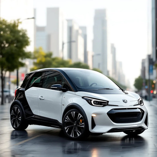 modern compact car in an urban setting