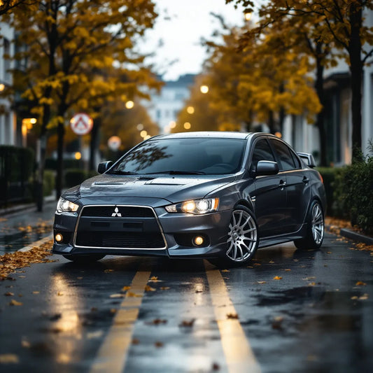 Mitsubishi Lancer VIII grise vue trois quarts avant