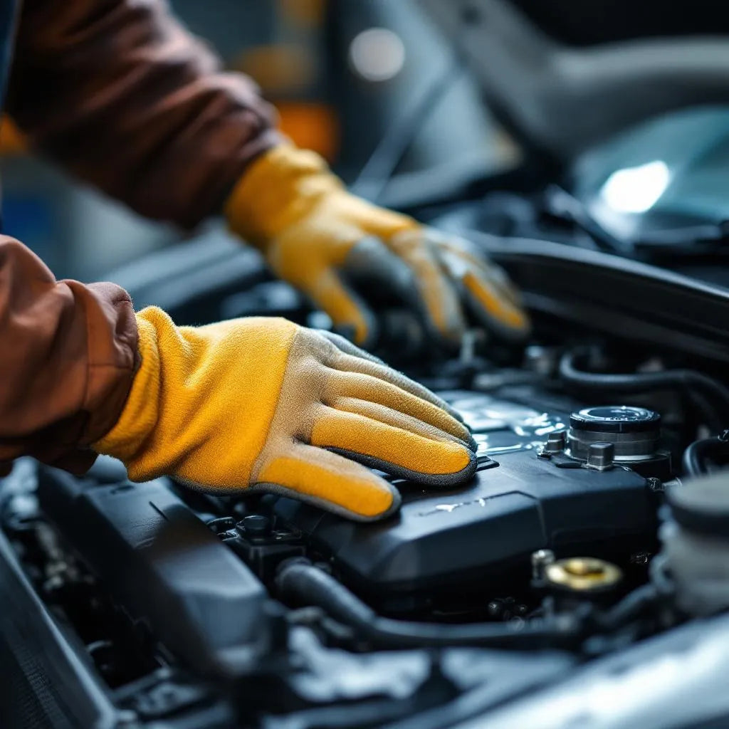 Technicien vérifiant le niveau de liquide de refroidissement dans le compartiment moteur de voiture