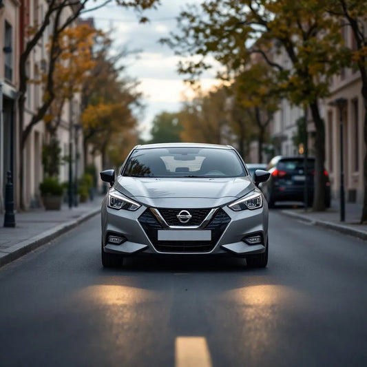 Nissan Micra K13 1.2 DIG-S 98 grise, vue trois quarts avant