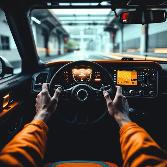 Gros plan sur le voyant moteur clignotant dans le tableau de bord d'une voiture