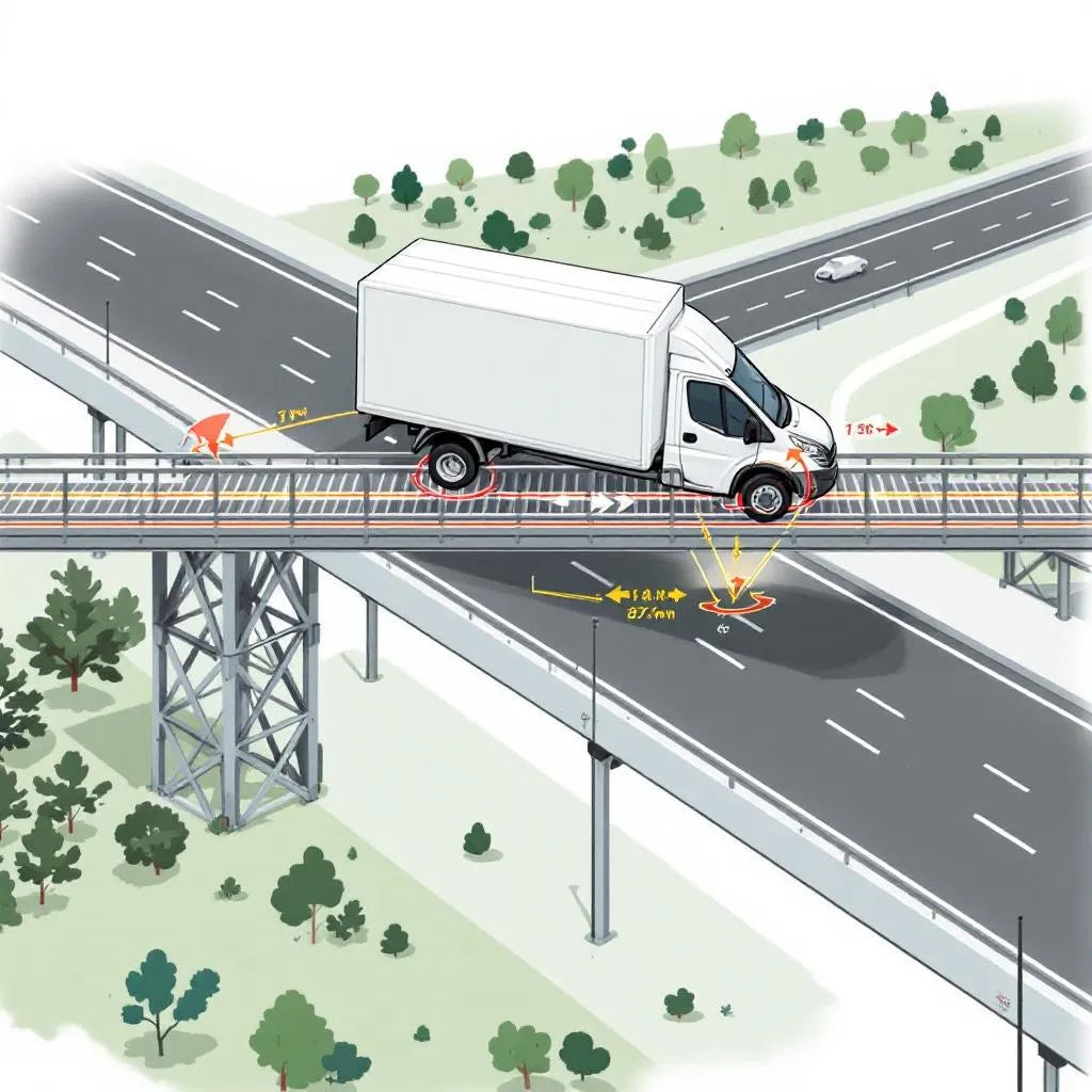 Infographie d’un véhicule illustrant le réglage géométrie et l’alignement des roues