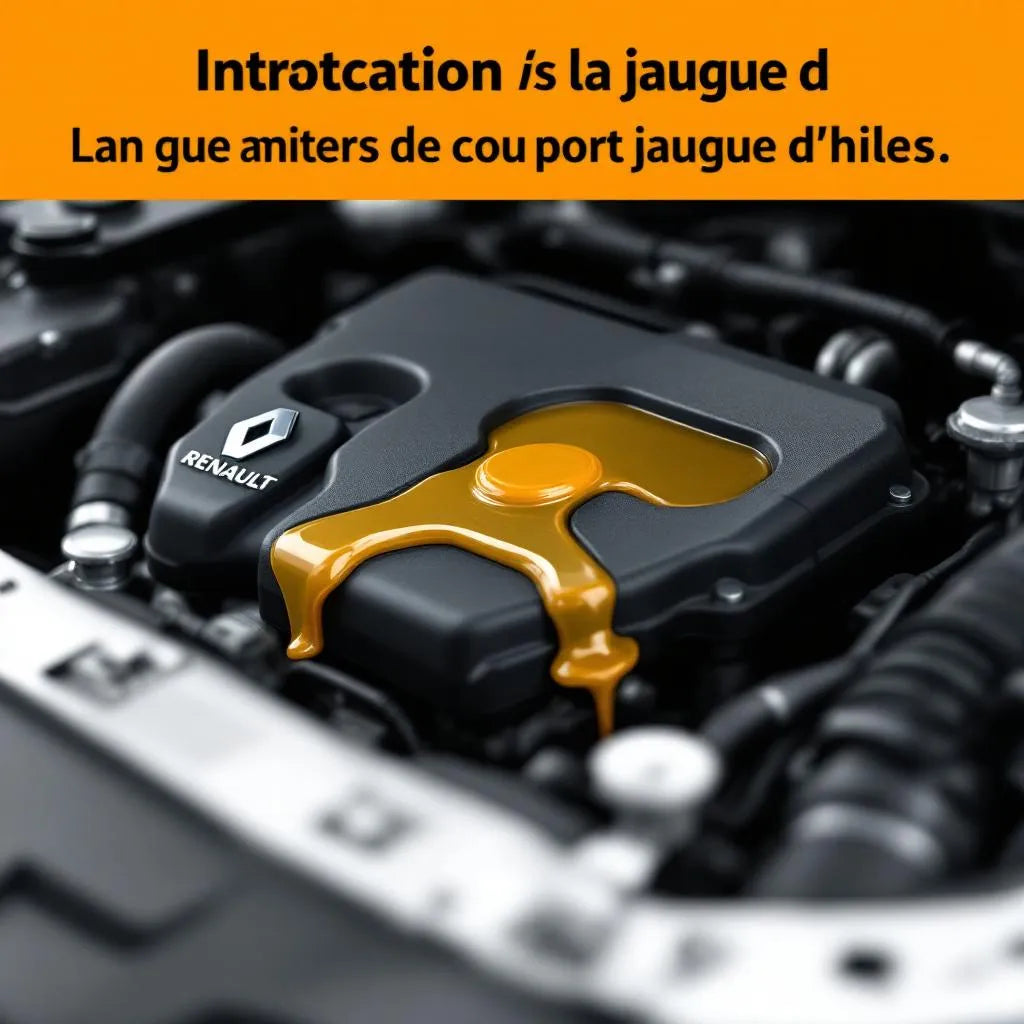 Bloc moteur Renault Clio 5 avec jauge d'huile identifiée en couleur vive et position précise