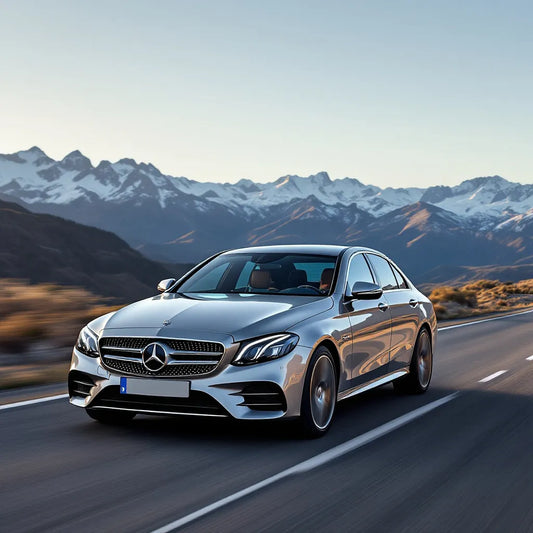 Mercedes-Benz E-Class Hybrid E300e on a scenic road