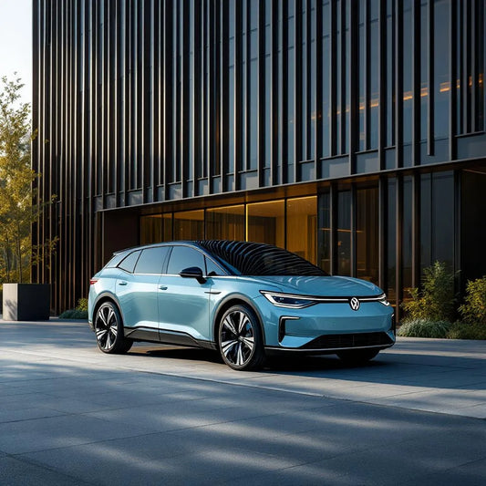 Volkswagen ID.7 Tourer GTX électrique garée devant un bâtiment