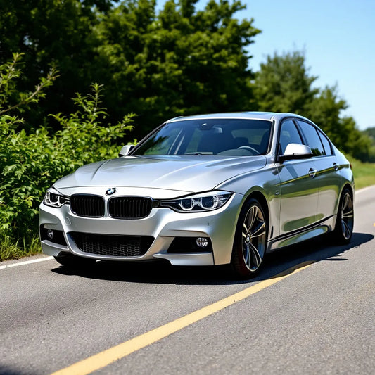 BMW Série 3 E90 sur route de campagne