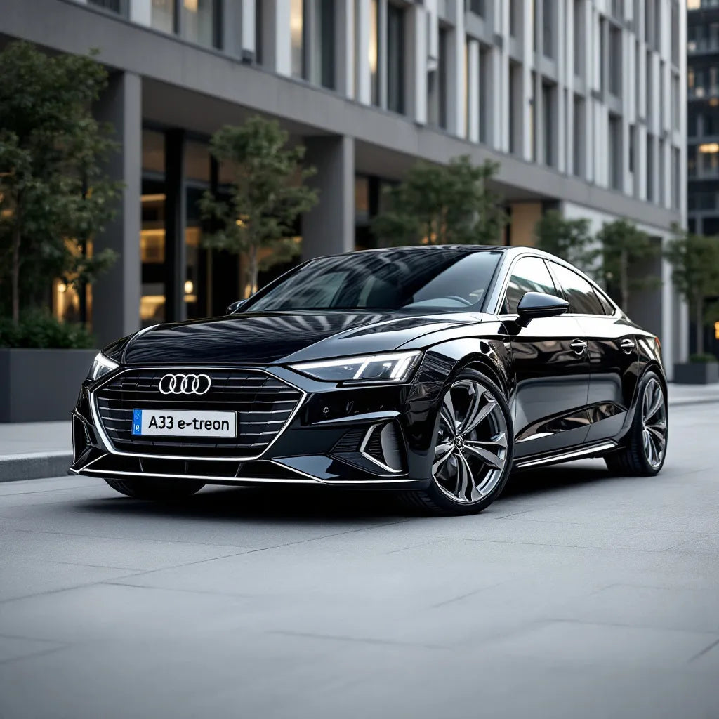 Stylish Audi A3 e-tron in urban environment