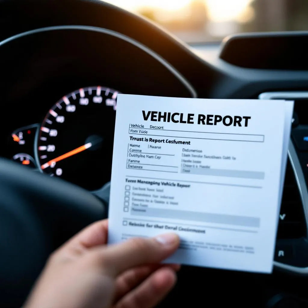 Tableau de bord voiture avec odomètre et rapport véhicule pour vérifier kilométrage voiture
