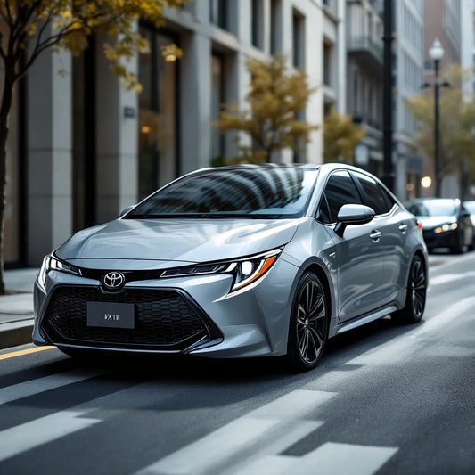 Toyota Corolla XII Hybrid 1.8 sur une rue de la ville