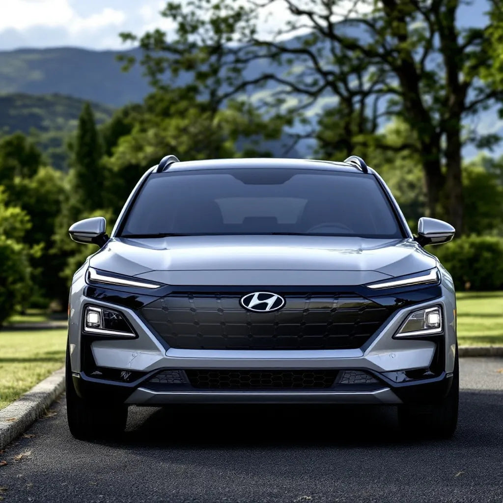 Hyundai Tucson NX4 Hybride 1.6 garé en extérieur