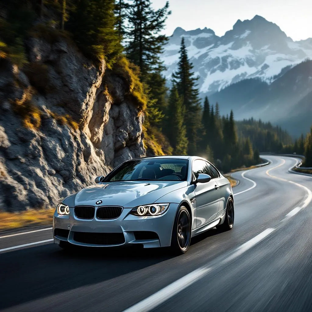BMW Série 3 Coupé E92 Diesel 325d sur route de montagne