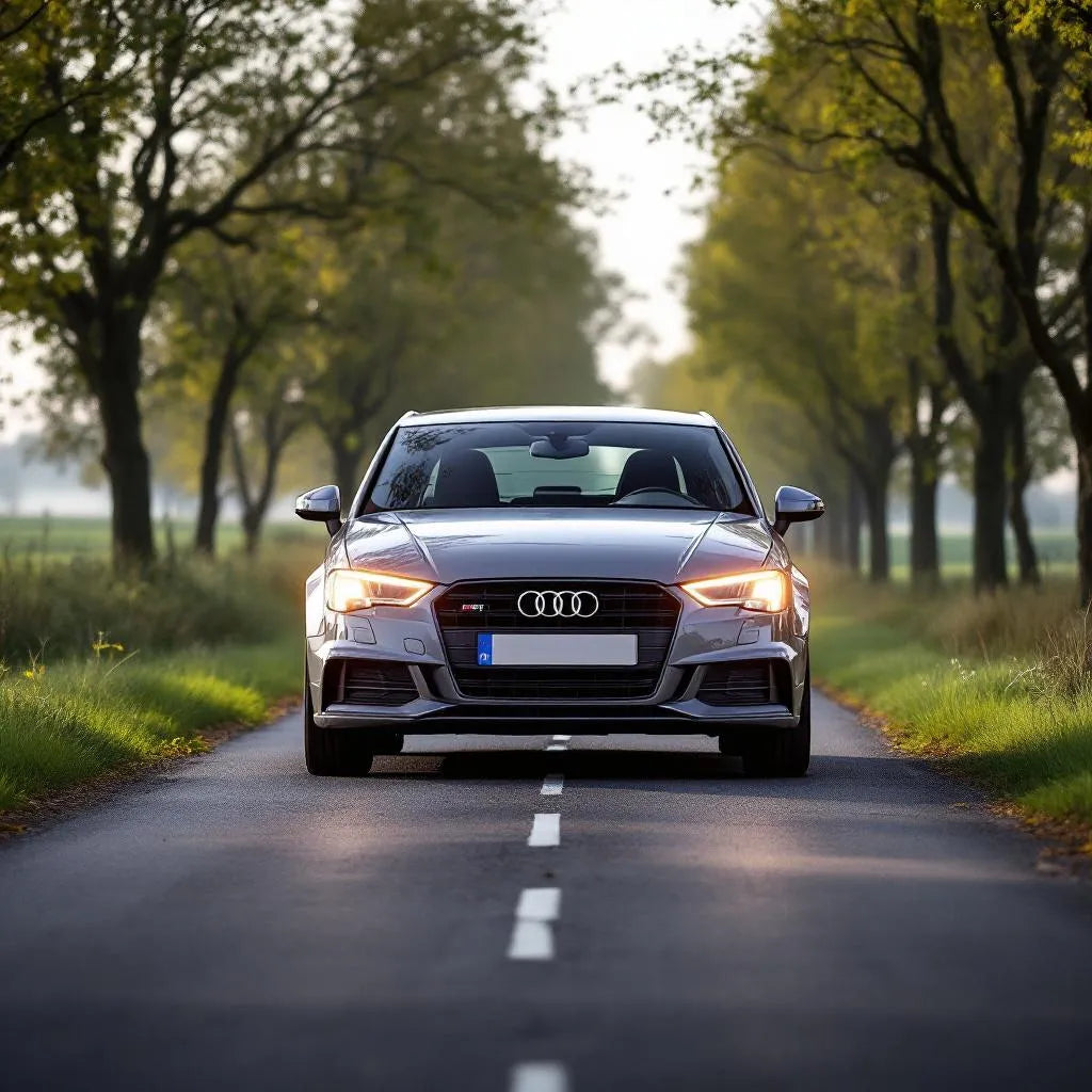 Audi A3 8P Essence 1.6 102ch grise vue trois quarts