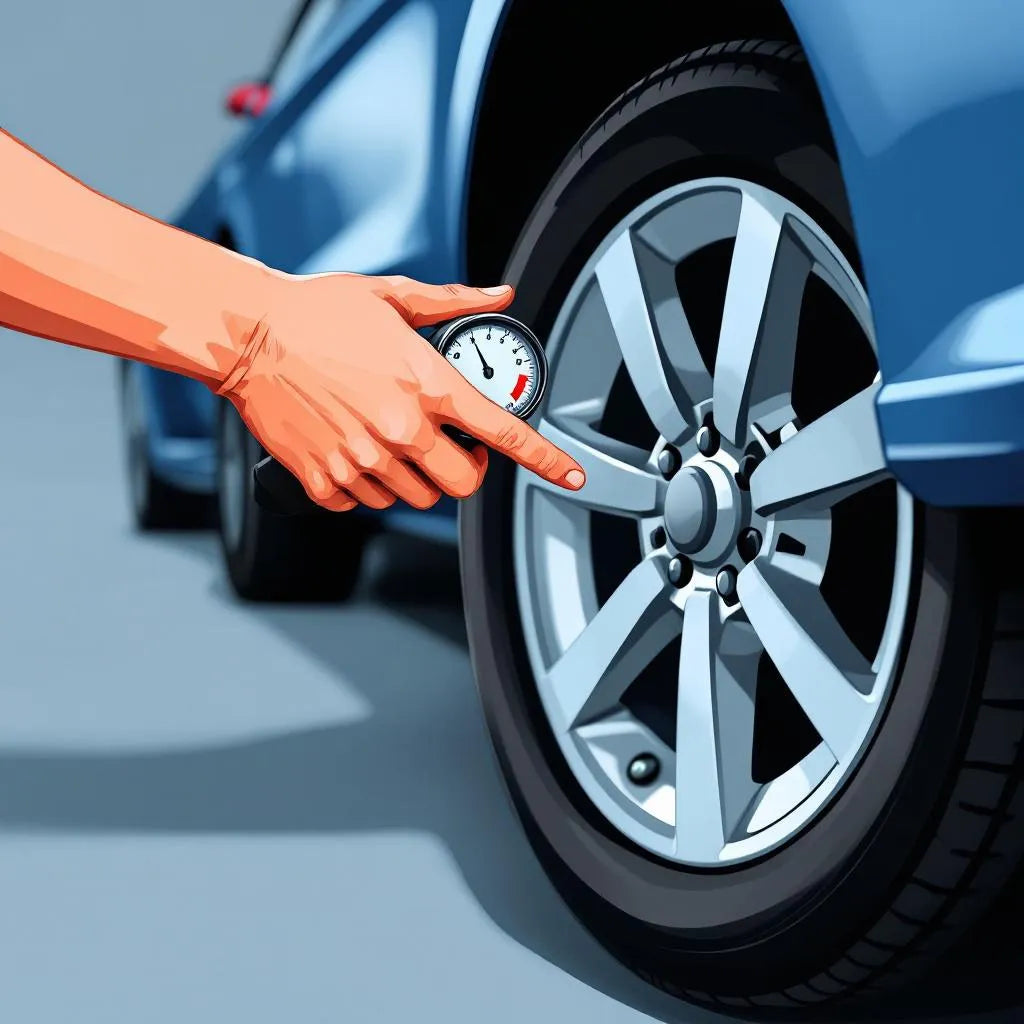 Manomètre mesurant la pression des pneus d'une voiture