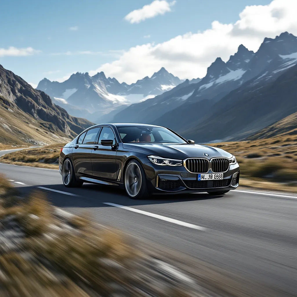 BMW Série 7 Diesel 730d sur route panoramique