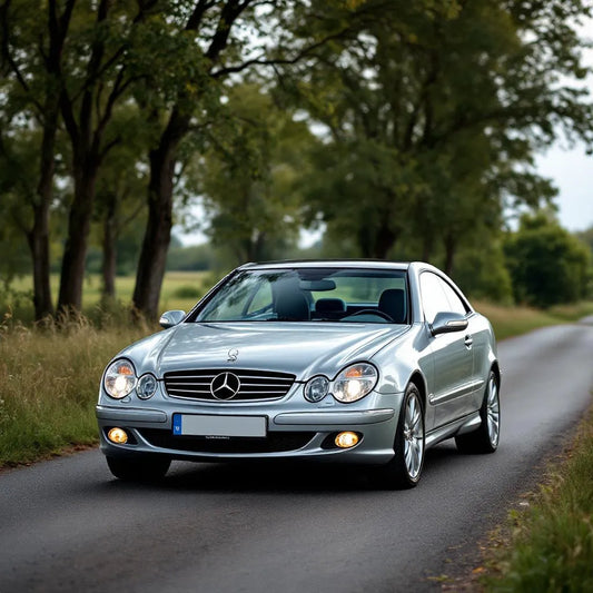 Mercedes CLK C209 Diesel 270 CDI grise vue 3/4 avant