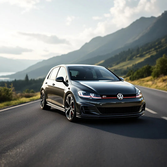 Volkswagen Golf VII GTI on a scenic road