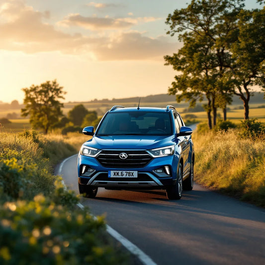 SUV SsangYong Korando III Diesel 2.0 e-XDi 175ch bleu sur route de campagne