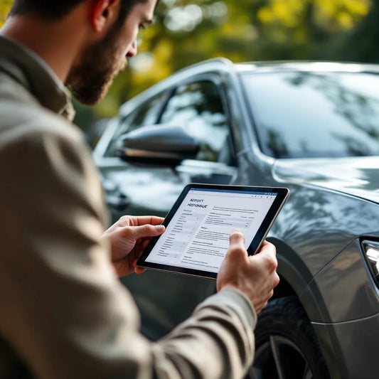 acheteur consultant un rapport auto data pour vérifier l'historique véhicule