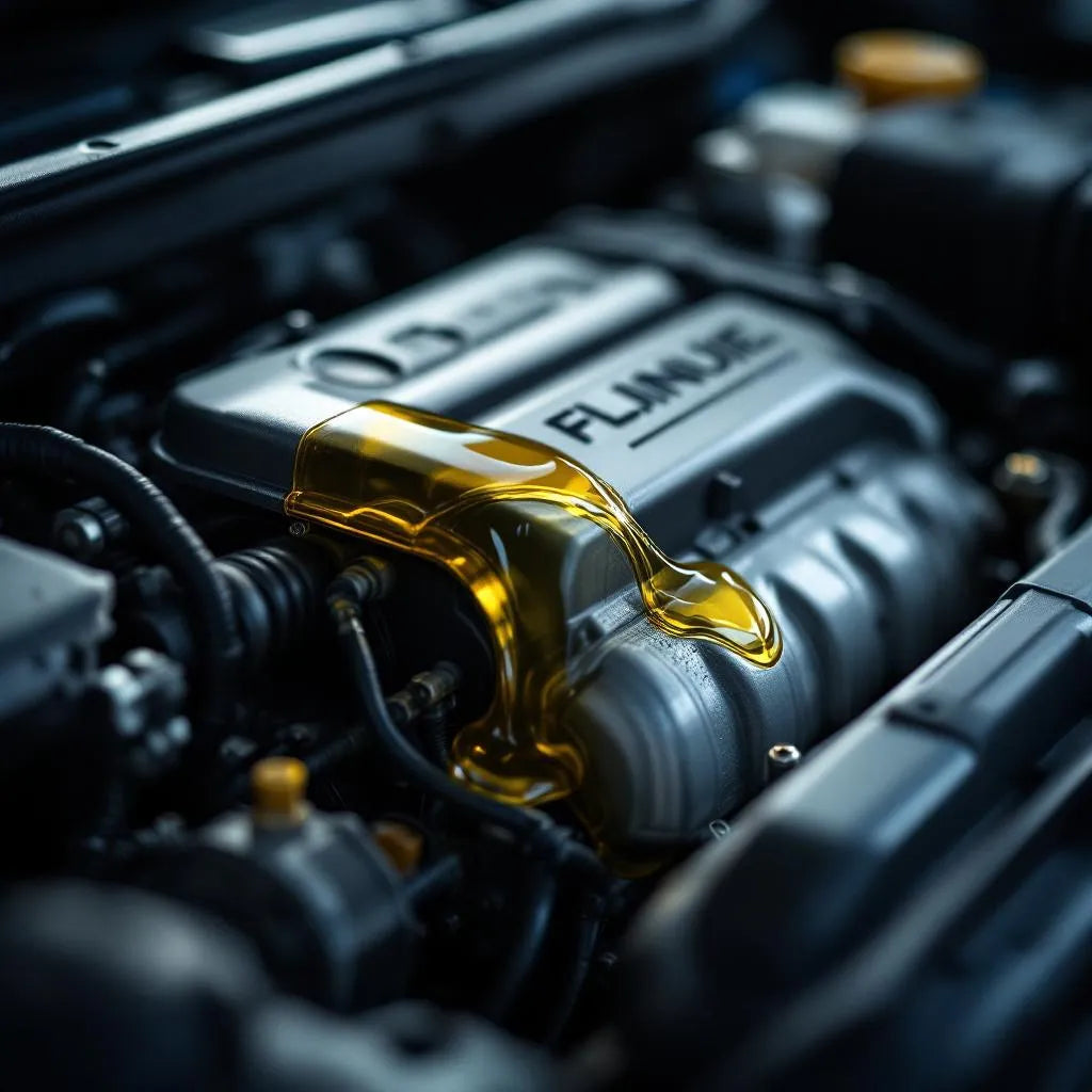 Jauge d'huile sur moteur Dacia Sandero avec mise en évidence claire
