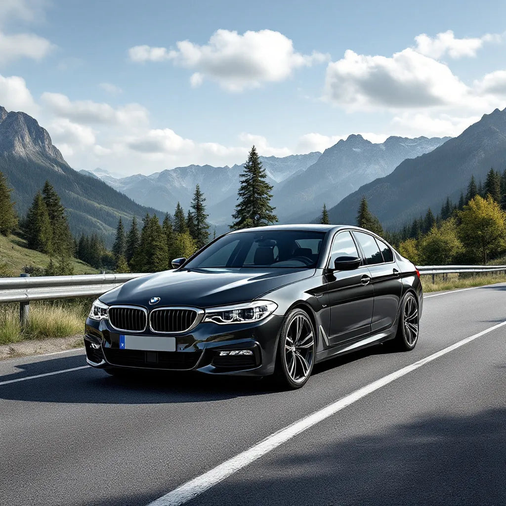 BMW Série 5 F10 élégante sur une route panoramique
