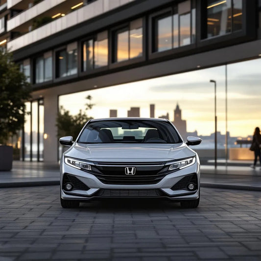 Vue 3/4 avant d’une Honda Civic VIII Hybride