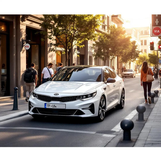 Kia Optima TF Hybride garée en ville