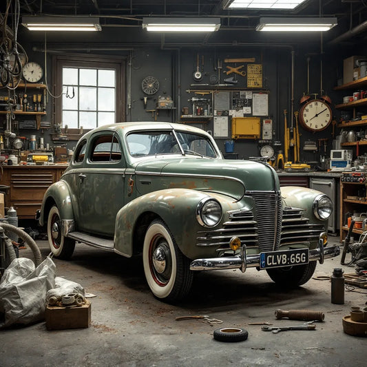 Voiture classique en restauration représentant l’évolution du LPDD dans le secteur automobile
