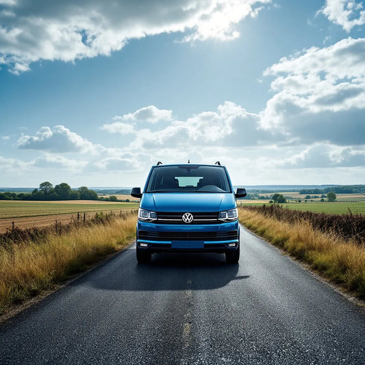 Volkswagen Transporter T5 Diesel 1.9 TDI 104ch bleu sur route