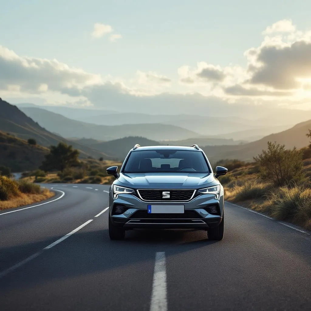 Seat Tarraco Diesel 2.0 TDI 150ch garé sur une route panoramique