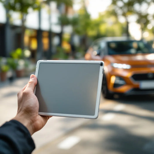 Vérification d'un historique voiture belge gratuit via un rapport digital sur tablette