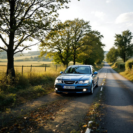 Saab 9-3 II Diesel 1.9 TiD 150ch bleu métallisé vue trois quarts avant