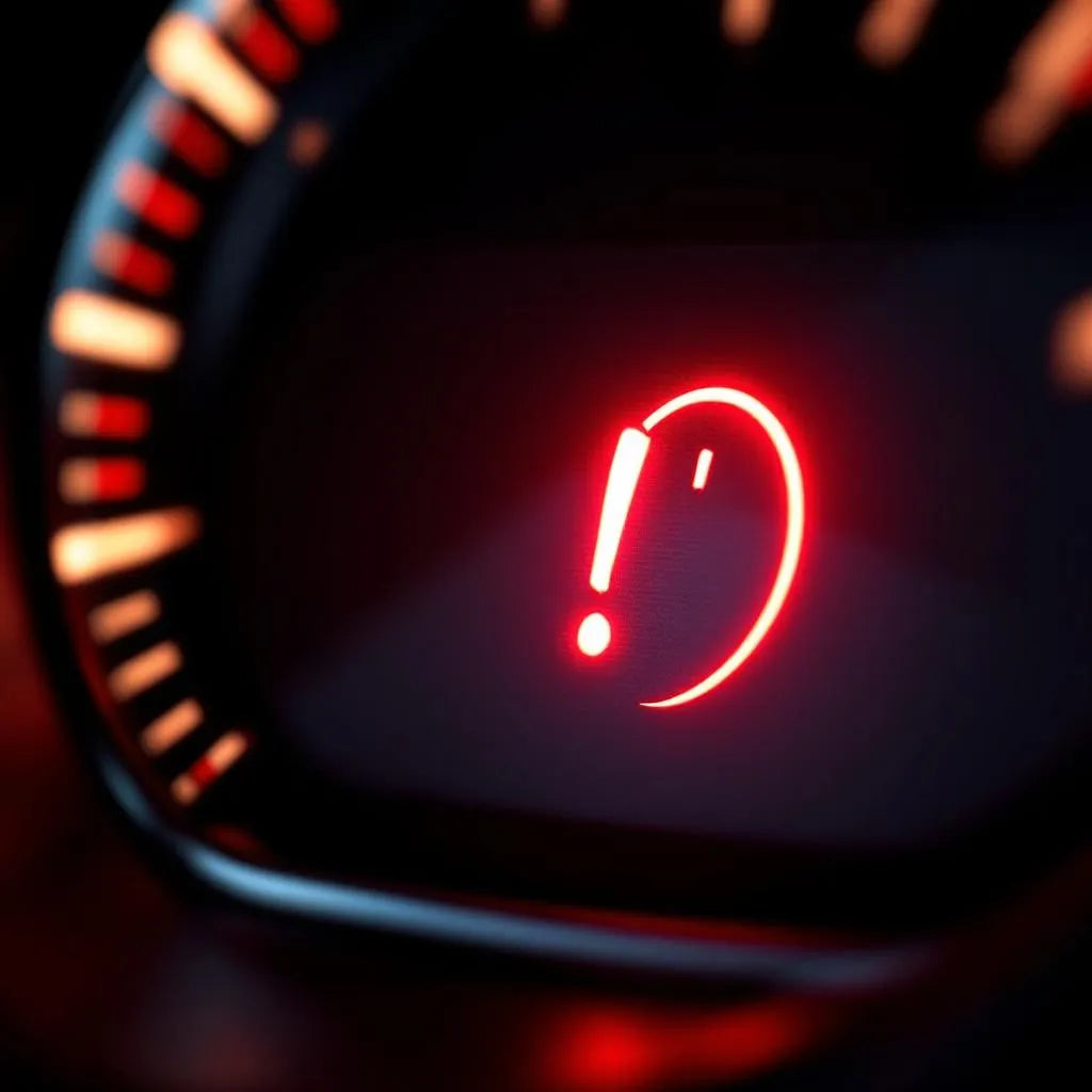 Voyant rouge freins sur tableau de bord : point d'exclamation dans un cercle indiquant alerte