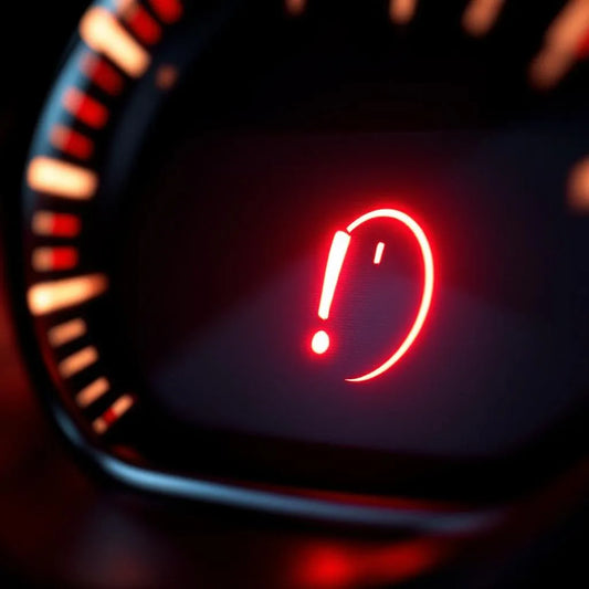 Voyant rouge freins sur tableau de bord : point d'exclamation dans un cercle indiquant alerte