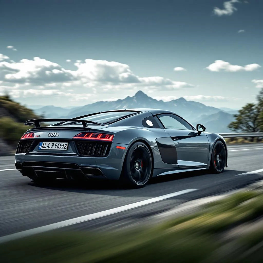 Audi R8 (I) 4.2 FSI V8 grise vue latérale