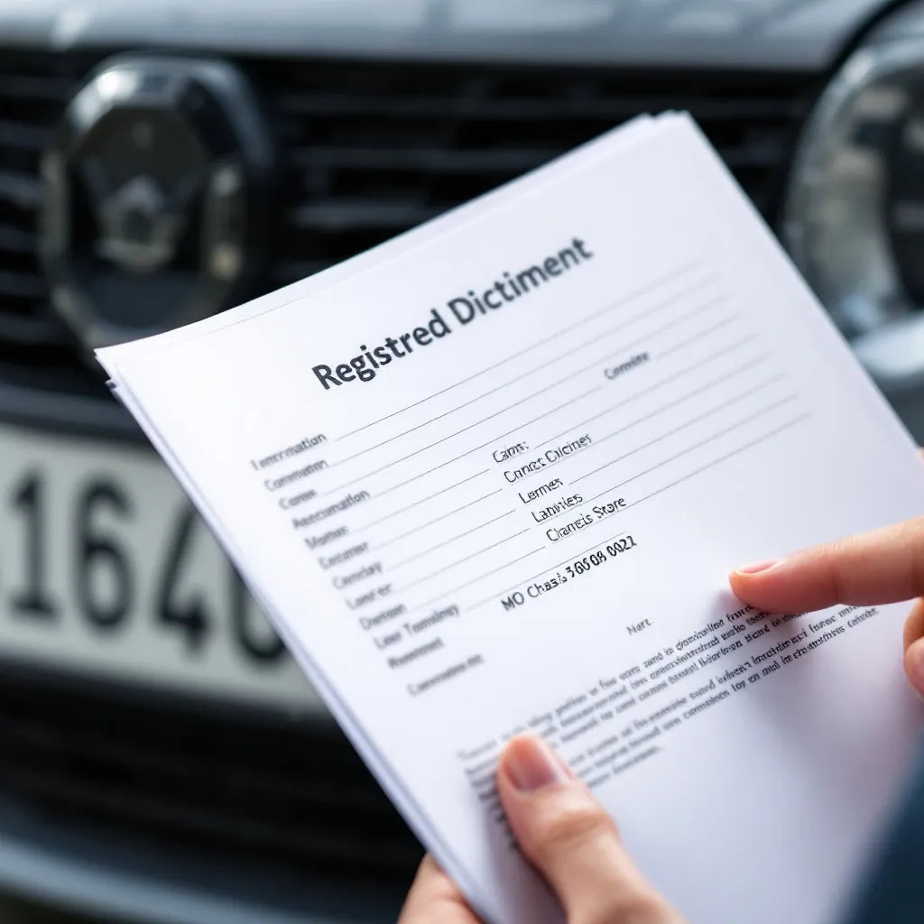 Document de carte grise avec mise en évidence du numero chassis carte grise