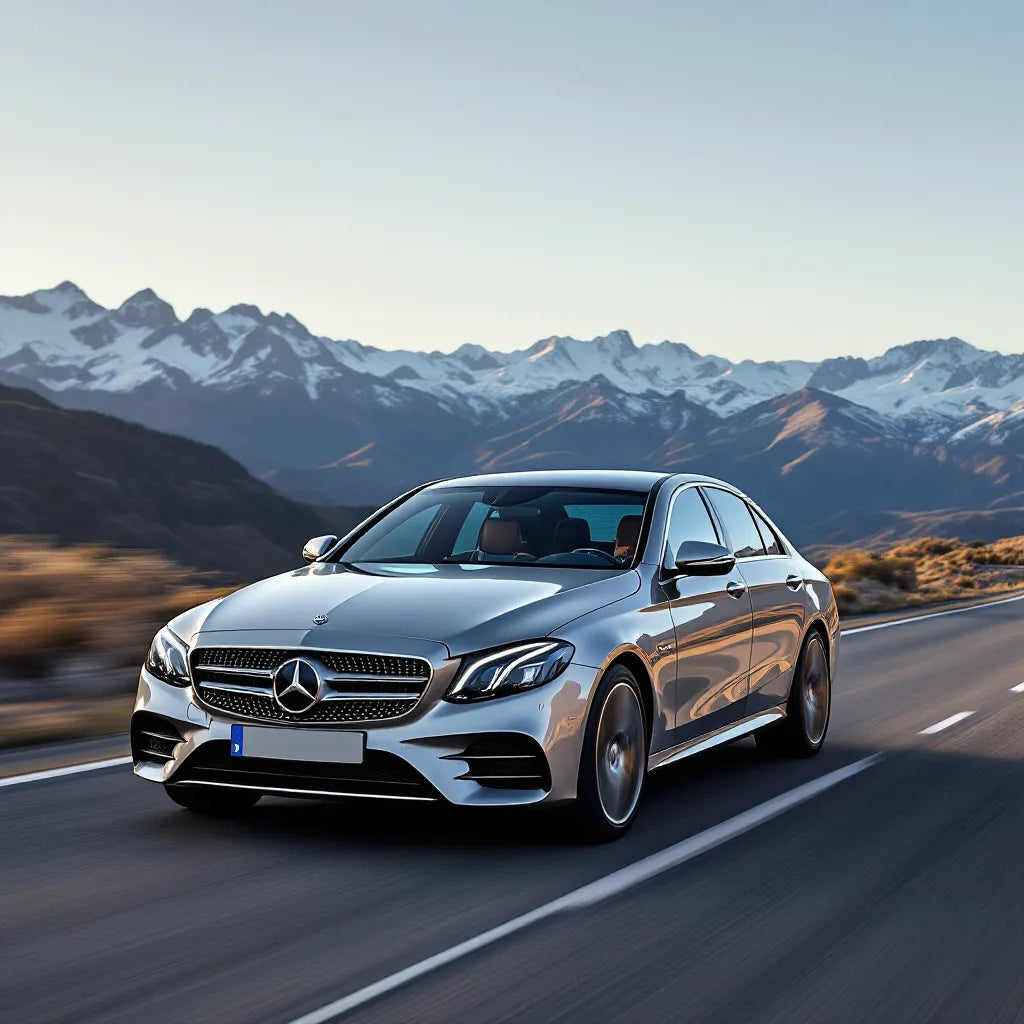 Mercedes-Benz E-Class Hybrid E300e on a scenic road