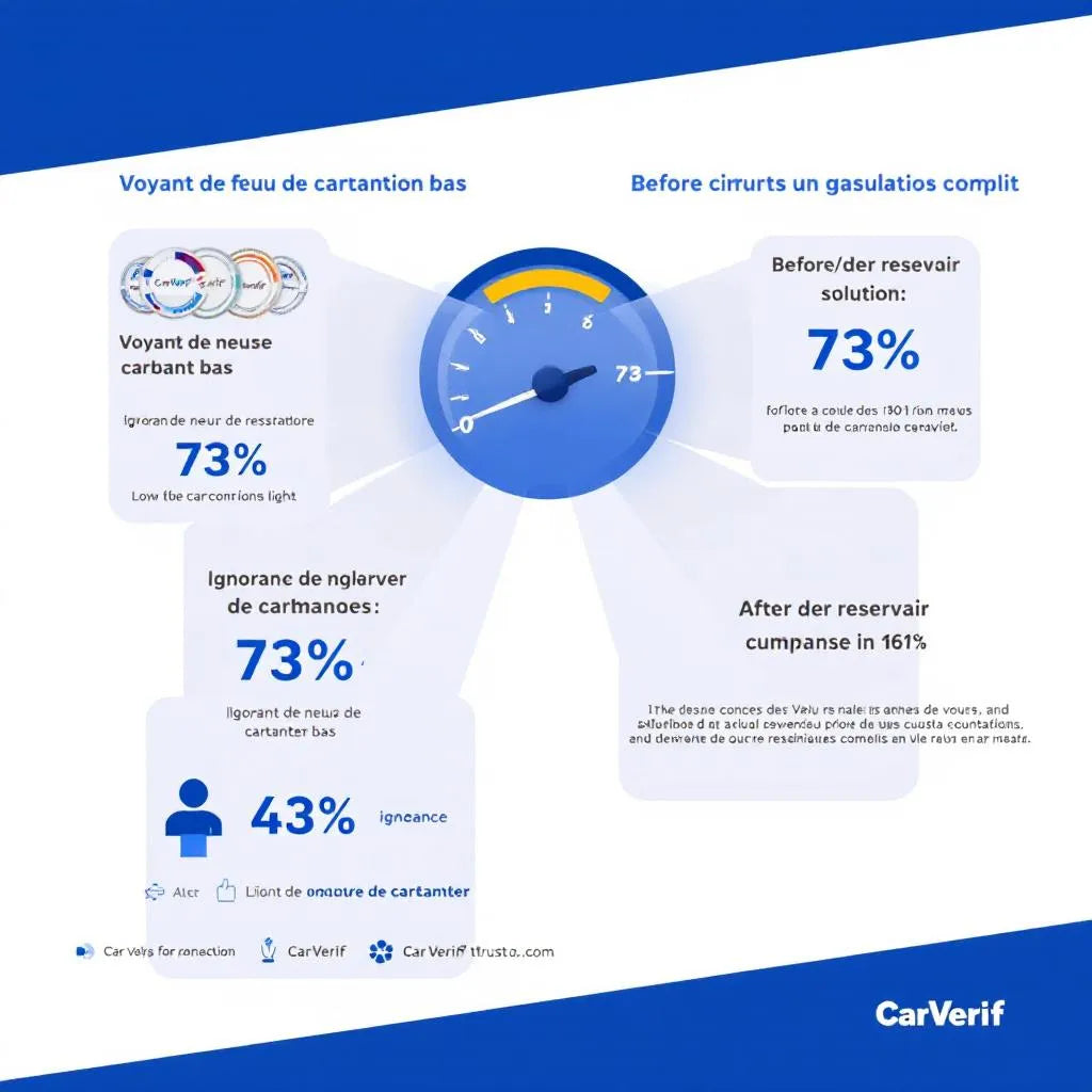 Voyant de niveau de carburant bas explication - Infographie CarVerif 2024 3 solutions immédiates