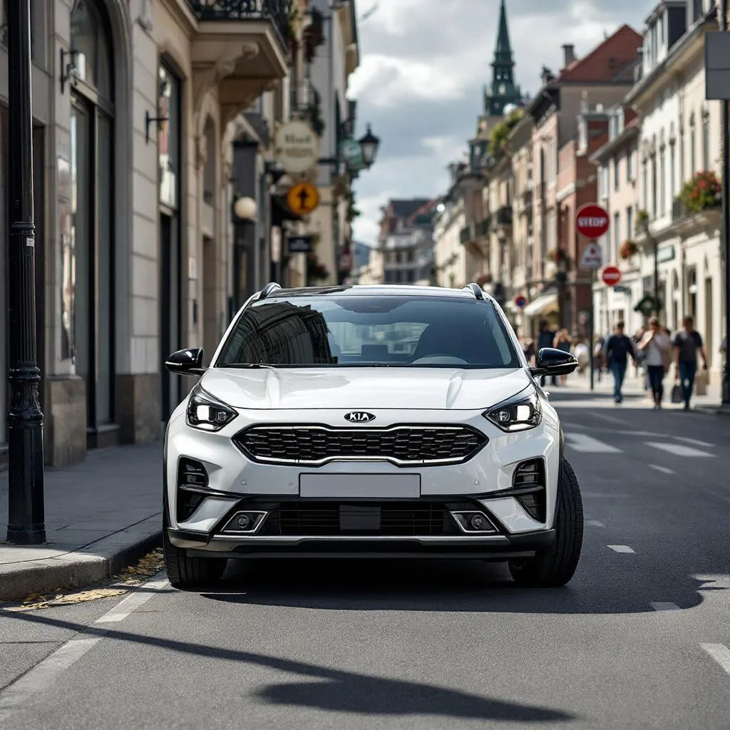 Kia Niro Hybride 141 garée en ville