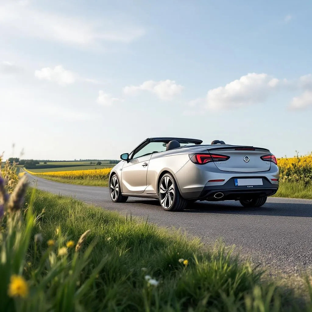 Opel Astra TwinTop cabriolet sur route de campagne