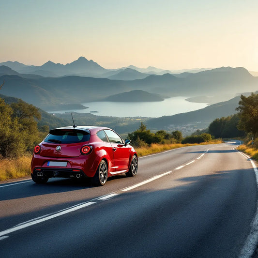 Alfa Romeo MiTo Diesel 1.3 JTDm 95ch rouge sur route panoramique
