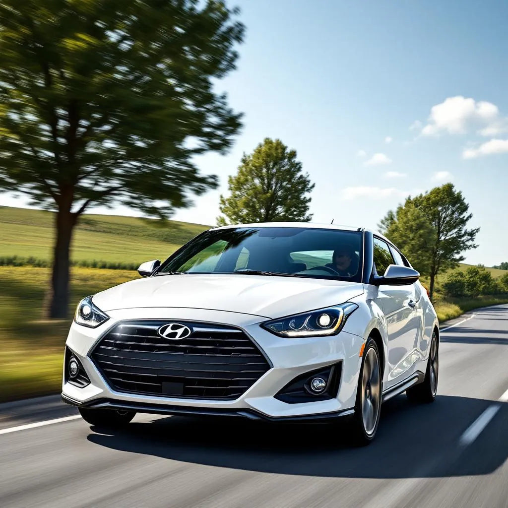 Hyundai Veloster Essence 1.6 GDi 140ch sur une route